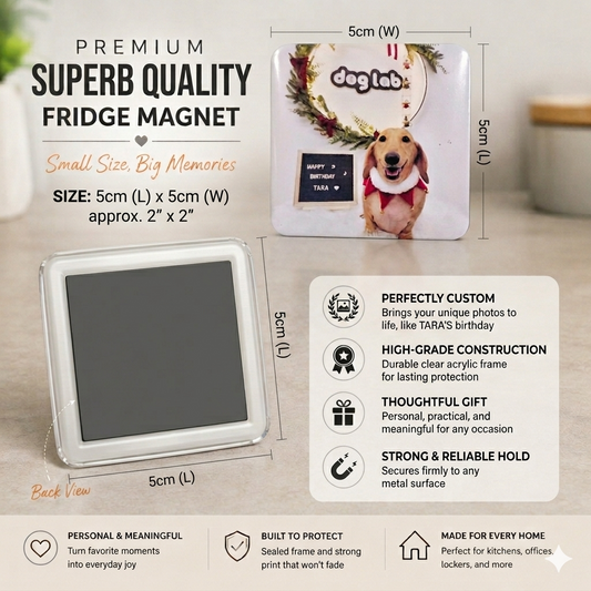 Custom Photo Fridge Magnet (5 × 5 cm) – Personalized Gift