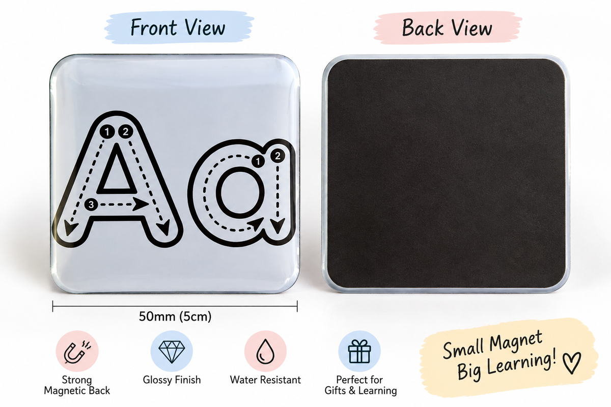 Personalised Alphabet Tracing Fridge Magnets – 25-Piece Set for Kids | Custom Colours