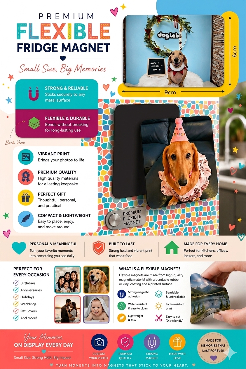 Custom Flexible Magnet – Perfect Gift & Keepsake (9cm X 6cm)
