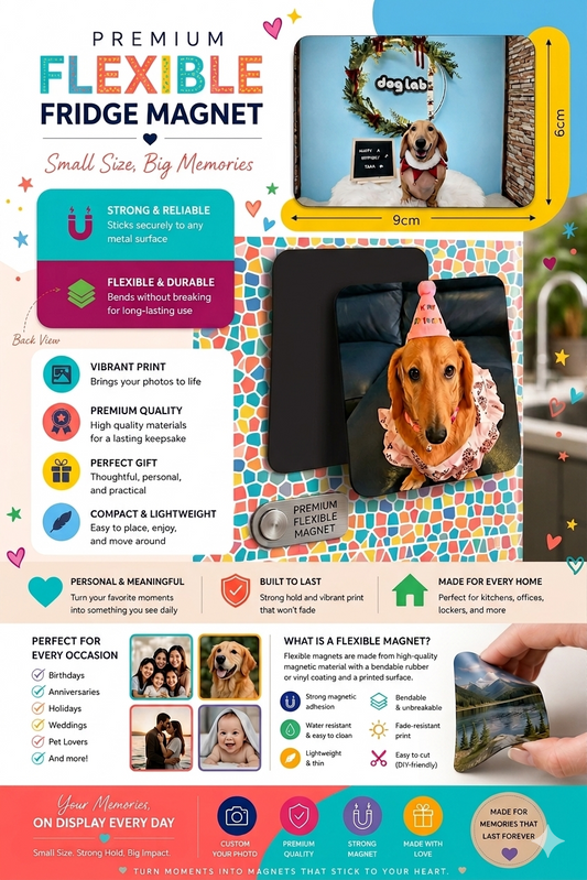 Custom Flexible Magnet – Perfect Gift & Keepsake (9cm X 6cm)