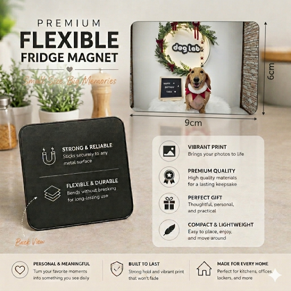Custom Flexible Magnet – Perfect Gift & Keepsake (9cm X 6cm)