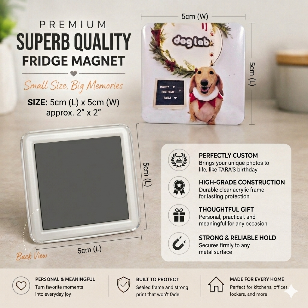 Custom Photo Fridge Magnet (5 × 5 cm) – Personalized Gift